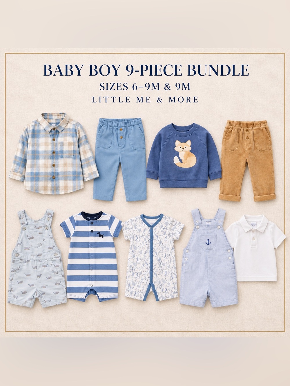 Baby Boy 6–9M 9pc Little Me Cloud Island Bundle